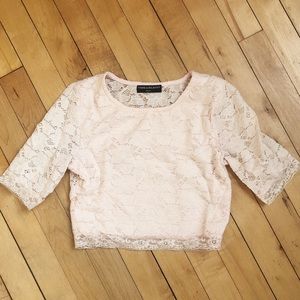 Think and Believe Pink Lace Crop Top